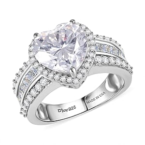 D'Joy Moissanite 4.60 ctw Romantic Heart Ring in Rhodium Over Sterling Silver (Size 10.0)