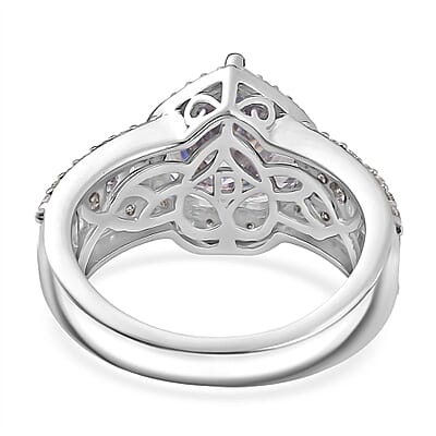 D'Joy Moissanite 4.60 ctw Romantic Heart Ring in Rhodium Over Sterling Silver (Size 10.0)