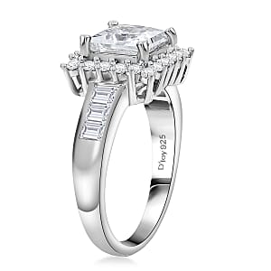 D'Joy Princess Cut Moissanite Halo Ring in Rhodium Over Sterling Silver 2.75 ctw (Size 10.0)