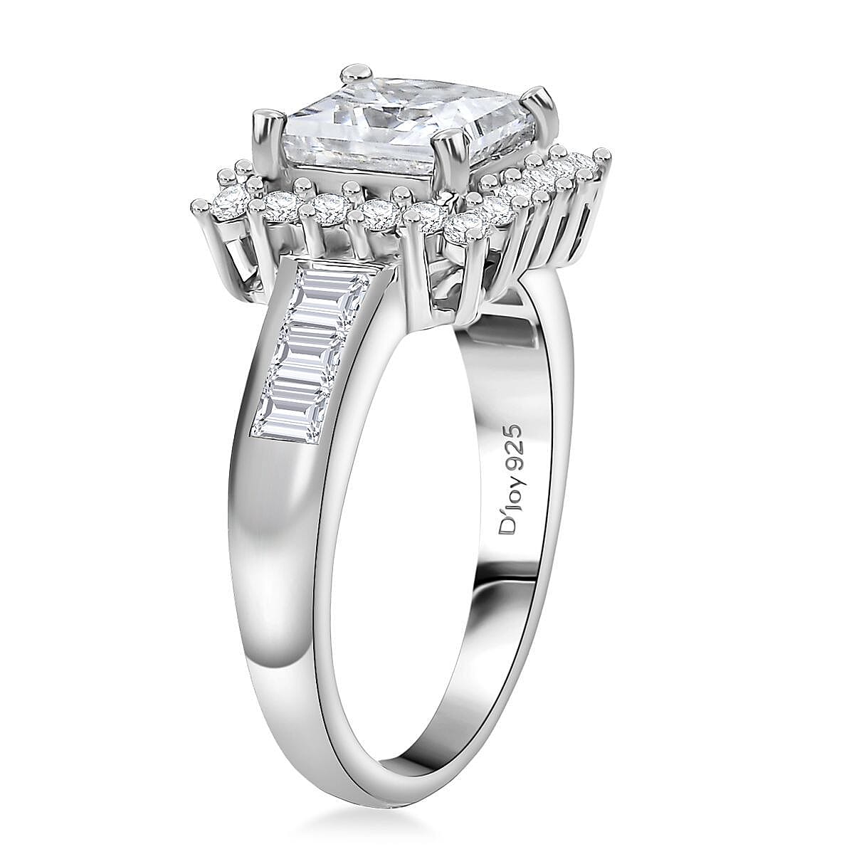 D'Joy Princess Cut Moissanite Halo Ring in Rhodium Over Sterling Silver 2.75 ctw (Size 6.0) image number 3
