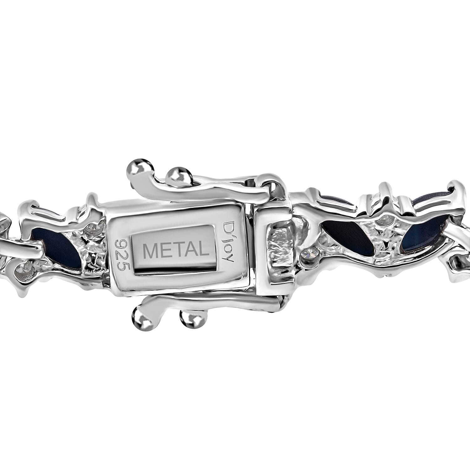 D'Joy Premium Blue Star Sapphire (DF) and Moissanite 16.00 ctw Celestial Lineage Bracelet in Rhodium Over Sterling Silver (8.00 In)