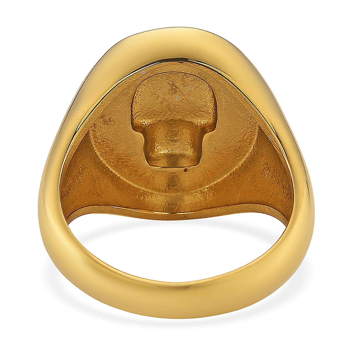 Simulated White and Black Diamond Skull Ring in ION Plated YG Stainless Steel (Size 8.0) image number 4