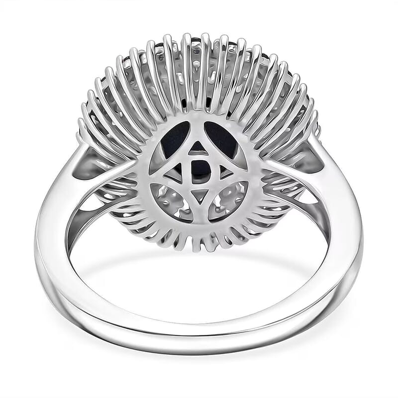 D'Joy Premium Blue Star Sapphire (DF) and Multi Gemstone 4.10 ctw Celestial Crown Ring in Rhodium Over Sterling Silver (Size 10.0)
