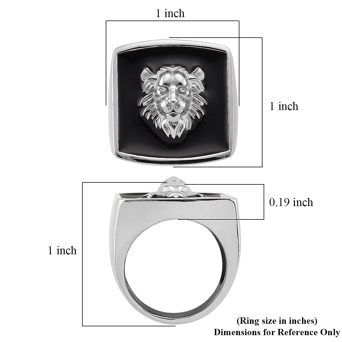 Simulated Diamond and Enameled Lion Ring in Stainless Steel (Size 9) image number 5