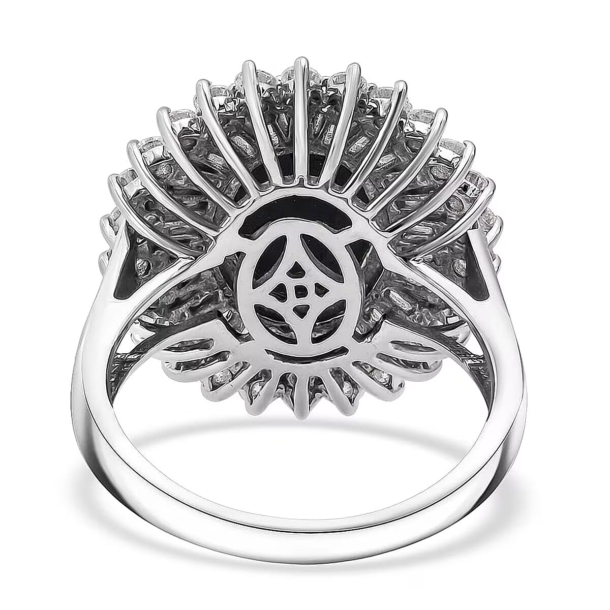 D'Joy Blue Star Sapphire, Moissanite Ring in Rhodium Over Sterling Silver 7.75 ctw (Size 10.0) image number 6