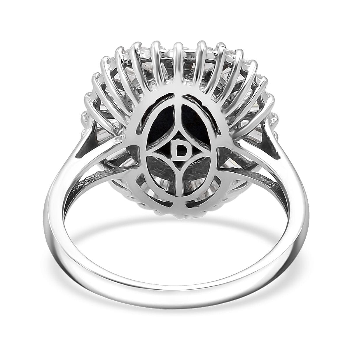 Doorbuster D'Joy Premium Blue Star Sapphire (DF) and Moissanite 7.20 ctw Celestial Crown Ring in Rhodium Over Sterling Silver (Size 10.0) image number 4