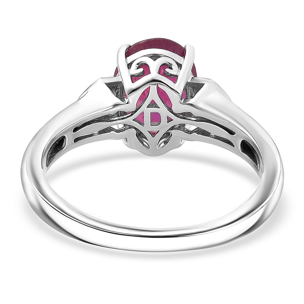 D'Joy Niassa Ruby (FF) and White Zircon 2.75 ctw Ring in Platinum Over Sterling Silver (Size 10.0) image number 4
