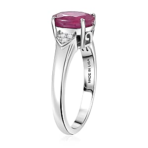 D'Joy Niassa Ruby (FF) and White Zircon 2.75 ctw Ring in Platinum Over Sterling Silver (Size 7.0)