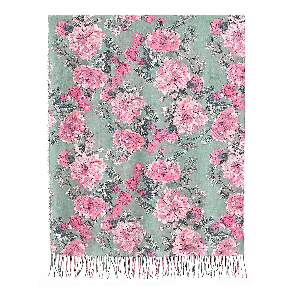 La Marey Light Green Floral Printed Scarf image number 3