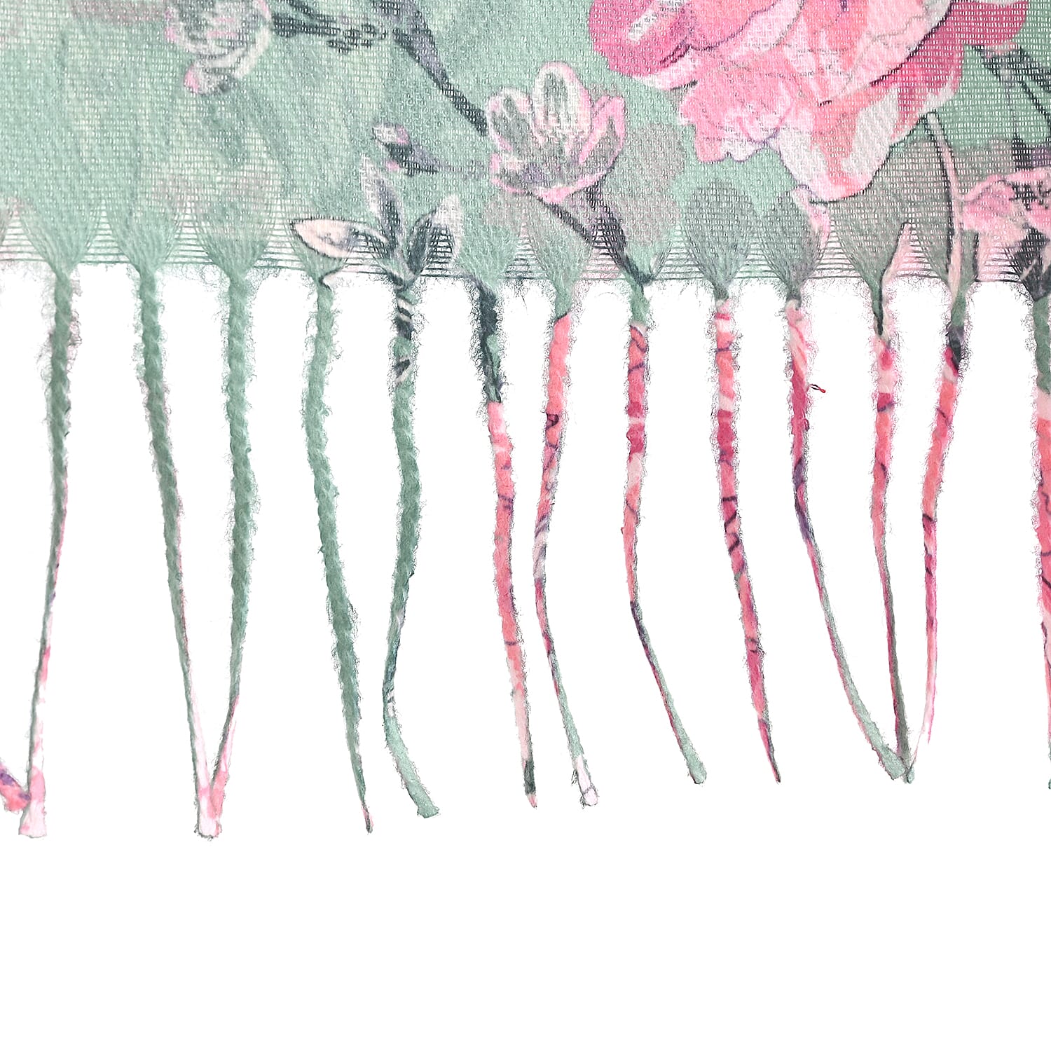 La Marey Light Green Floral Printed Scarf