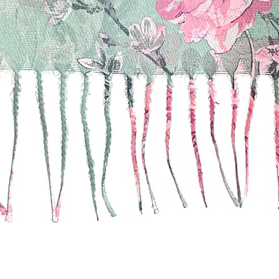 La Marey Light Green Floral Printed Scarf
