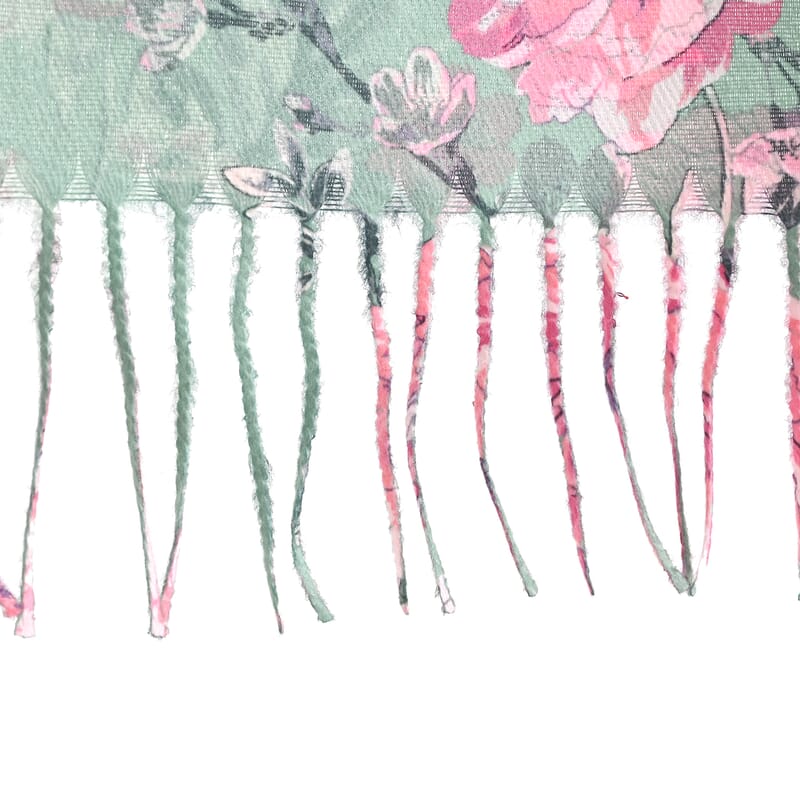 La Marey Light Green Floral Printed Scarf
