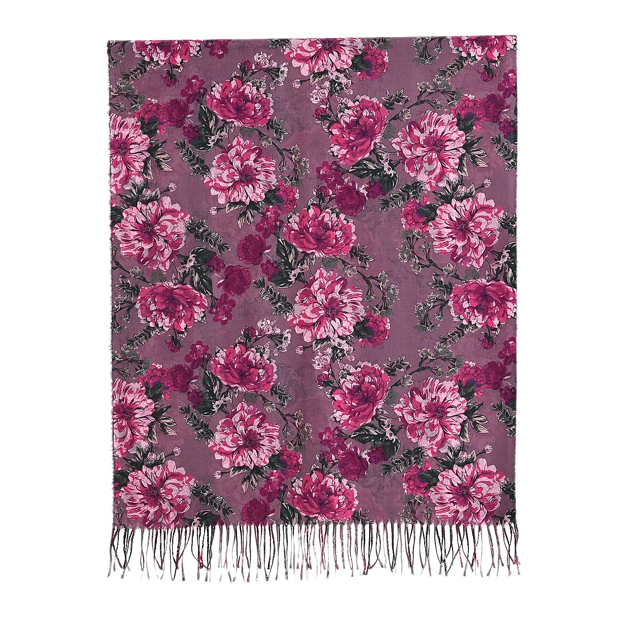 La Marey Purple Floral Printed Scarf image number 3
