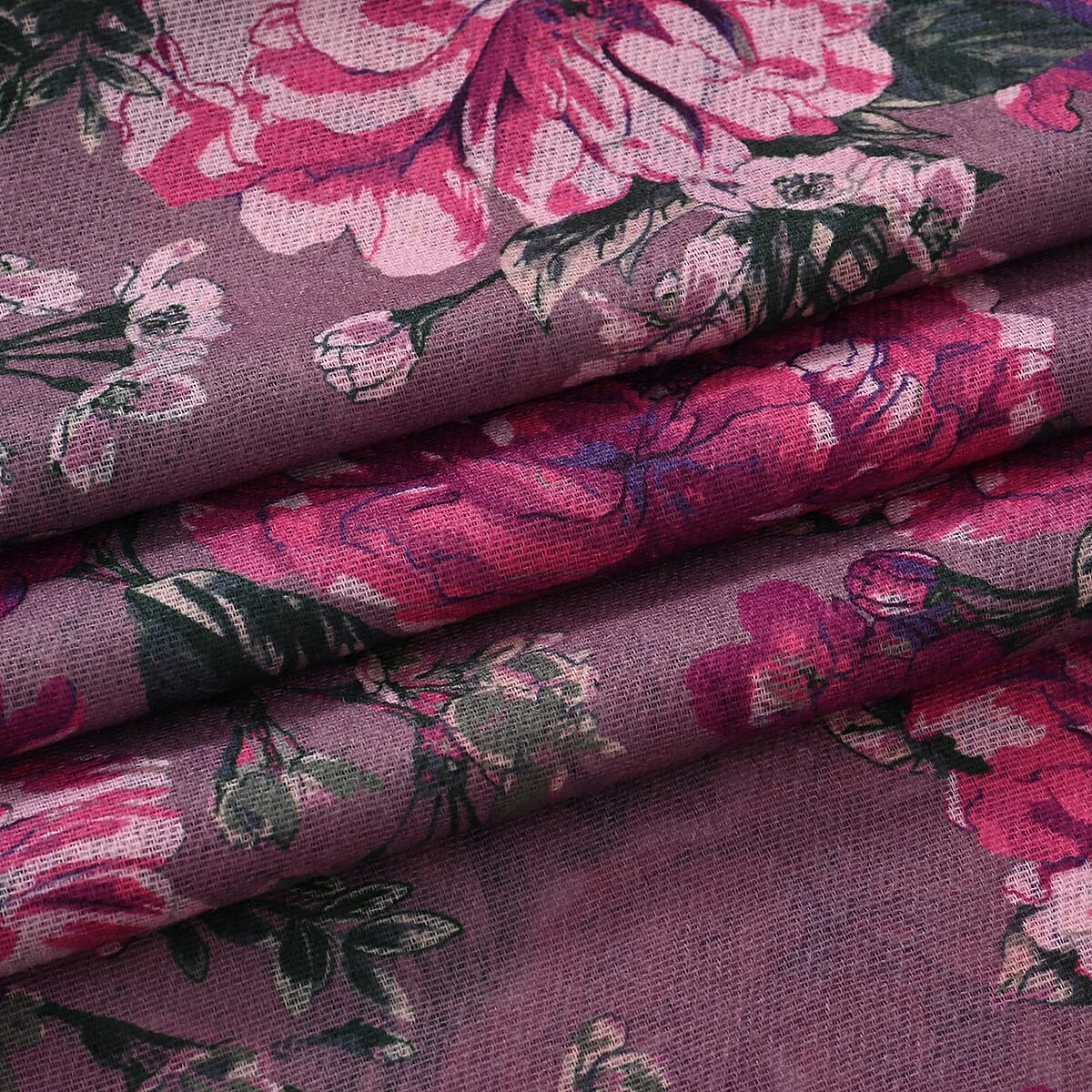 La Marey Purple Floral Printed Scarf image number 5