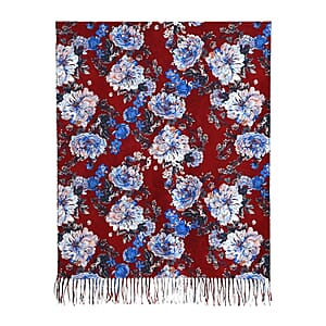 La Marey Wine Floral Printed Scarf