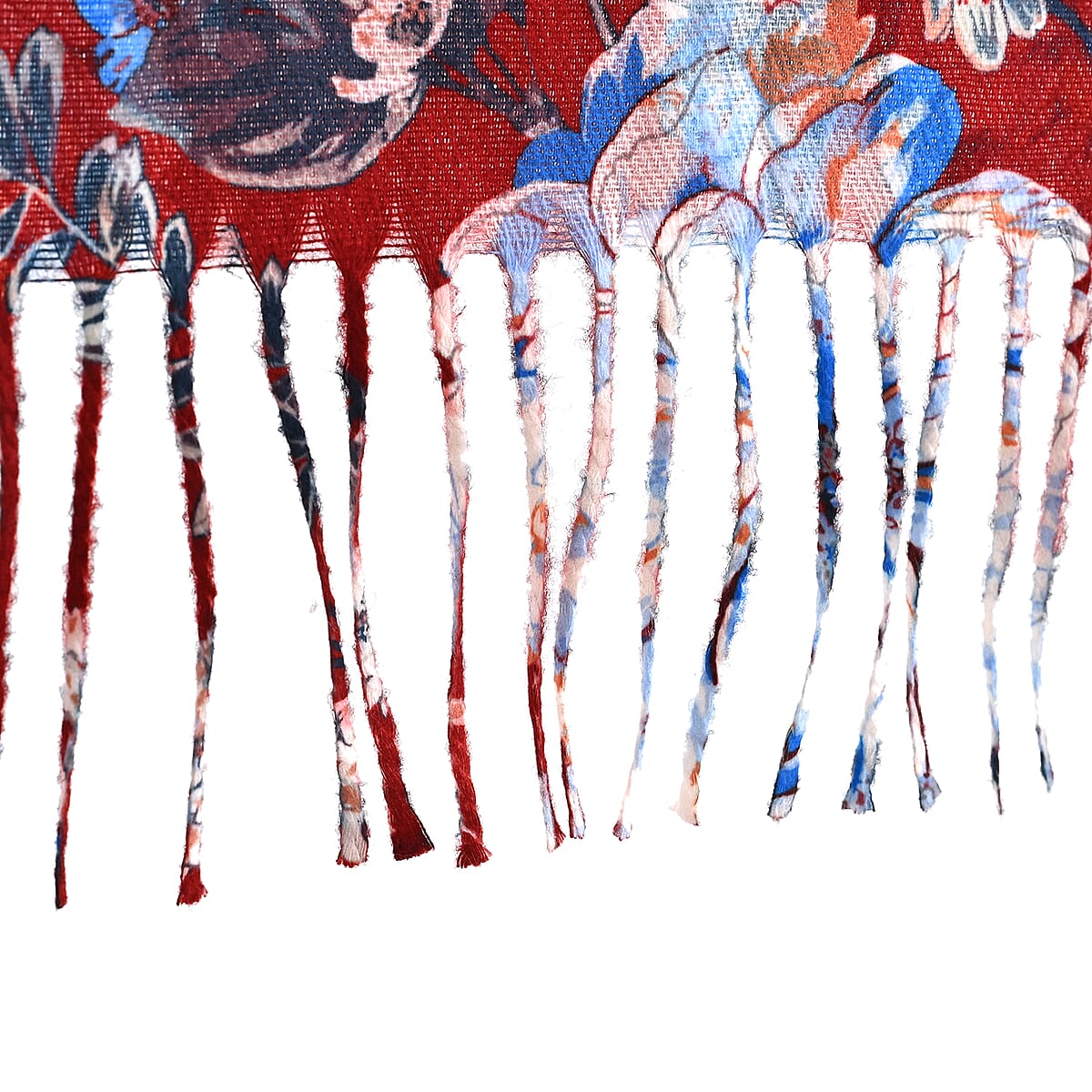 La Marey Wine Floral Printed Scarf image number 4