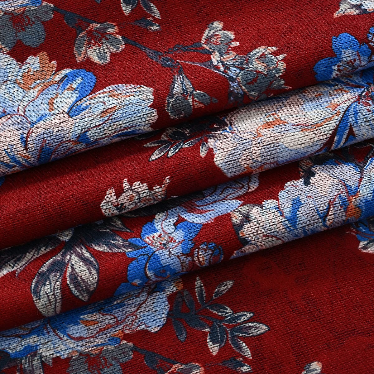 La Marey Wine Floral Printed Scarf image number 5
