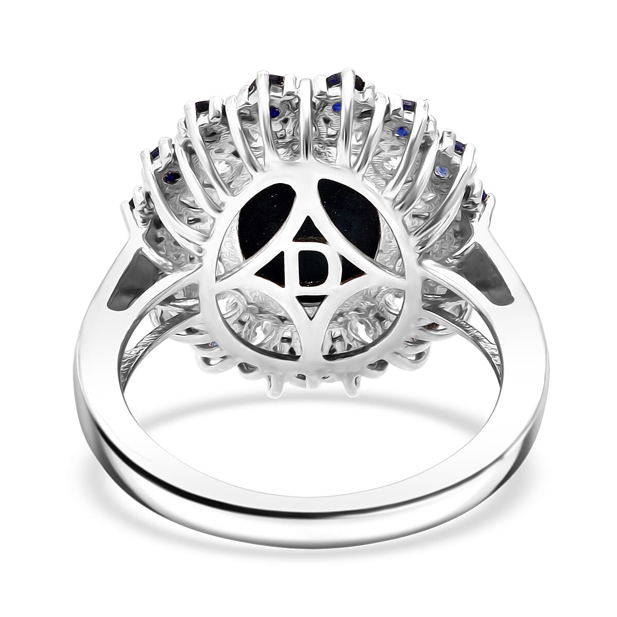 D'Joy Premium Blue Star Sapphire (DF) and Multi Gemstone 6.20 ctw Celestial Bloom Ring in Rhodium Over Sterling Silver (Size 7.0) image number 4