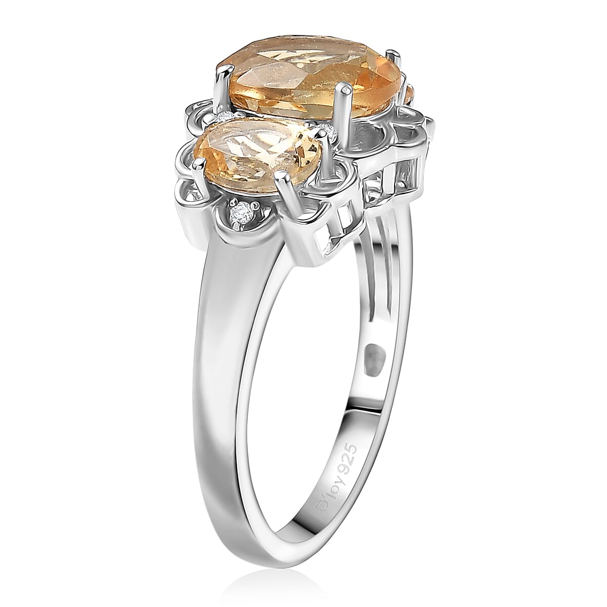 D'Joy Brazilian Citrine and White Zircon 2.65 ctw Ring in Platinum Over Sterling Silver (Size 6.0) image number 3