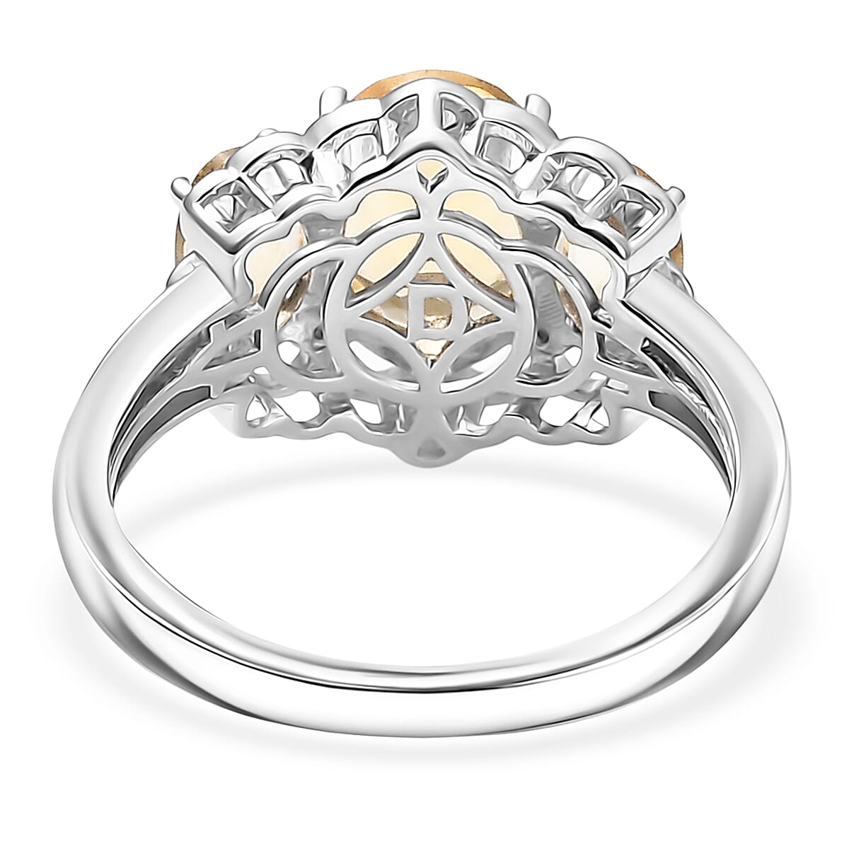 D'Joy Brazilian Citrine and White Zircon 2.65 ctw Ring in Platinum Over Sterling Silver (Size 6.0) image number 4
