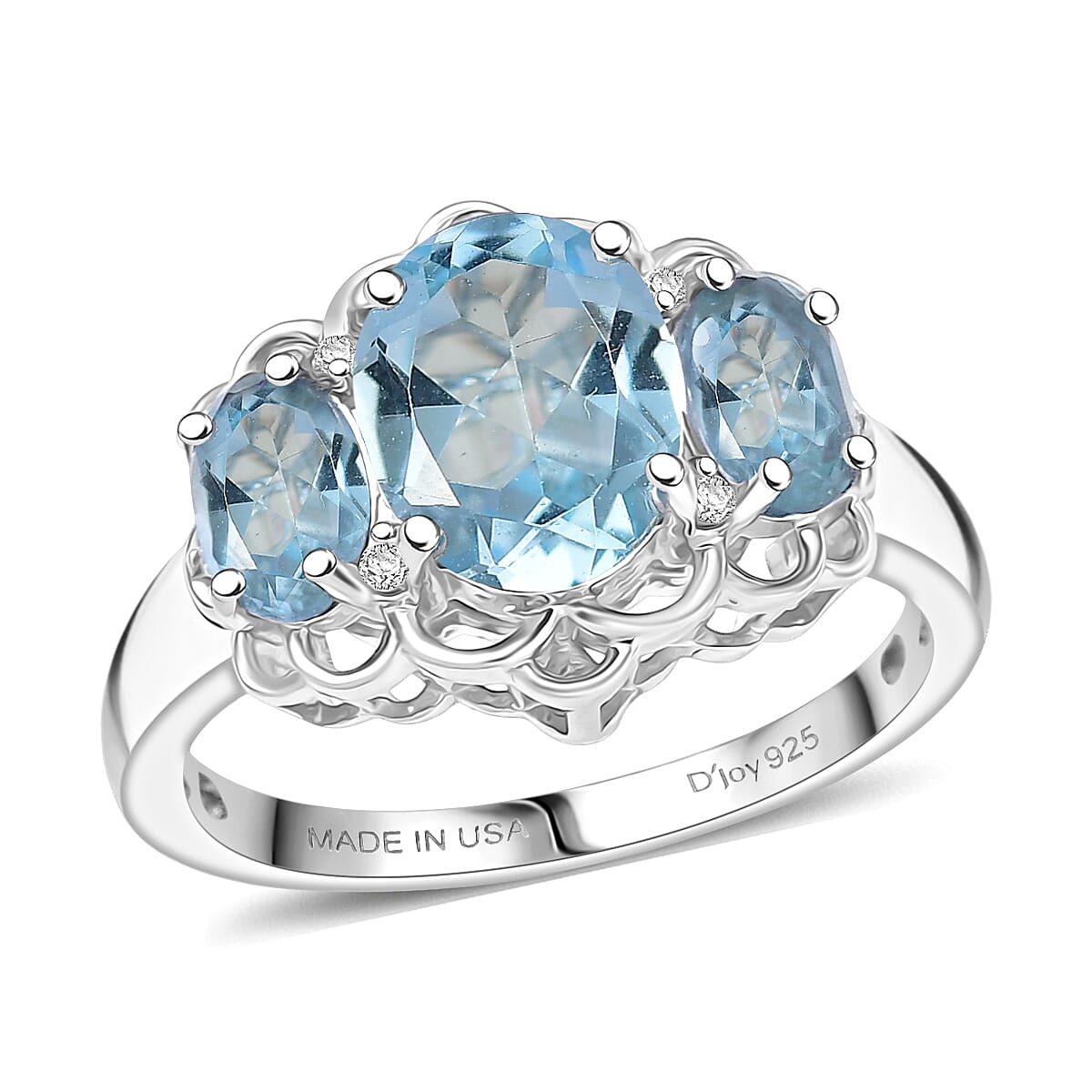 D'Joy Sky Blue Topaz and White Zircon 3.30 ctw Ring in Platinum Over Sterling Silver (Size 10.0) image number 0