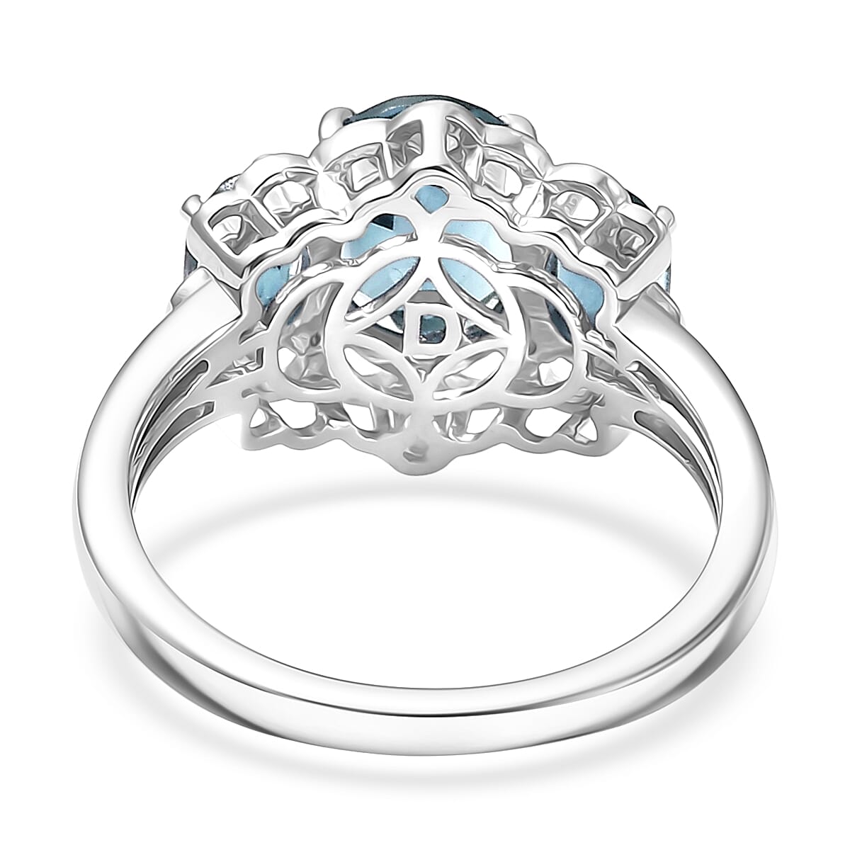 D'Joy Sky Blue Topaz and White Zircon 3.30 ctw Ring in Platinum Over Sterling Silver (Size 8.0) image number 4