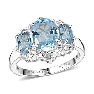 D'Joy Sky Blue Topaz and White Zircon 3.30 ctw Ring in Platinum Over Sterling Silver (Size 9.0)