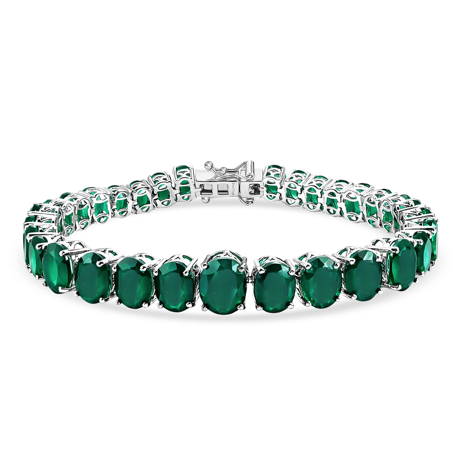 EverTrue Verde Onyx 37.30 ctw Graduated Radiance Tennis Bracelet in Platinum Bond (7.25 In)