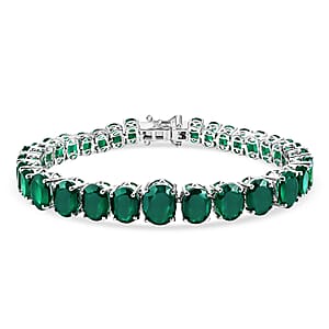 EverTrue Green Onyx 33.10 ctw Tennis Bracelet in Platinum Bond (7.25 In)