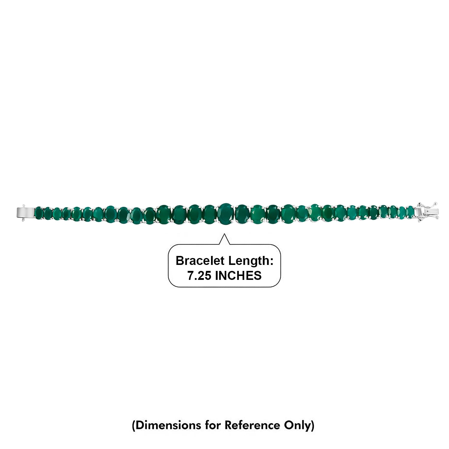 EverTrue Verde Onyx 37.30 ctw Graduated Radiance Tennis Bracelet in Platinum Bond (7.25 In)
