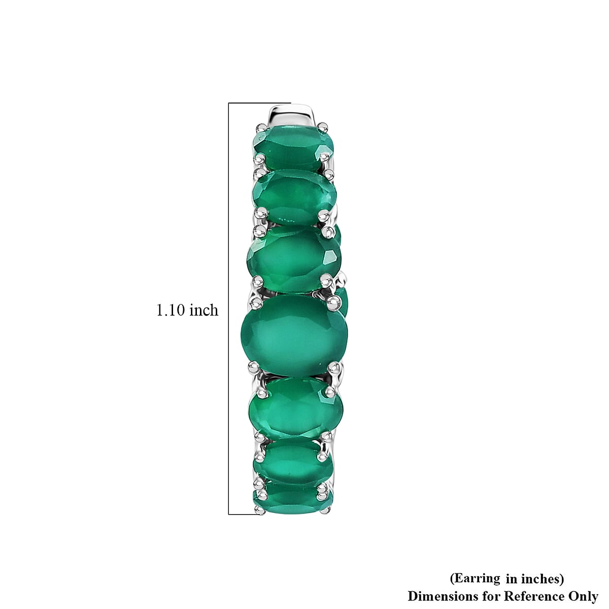 EverTrue Green Onyx 16.20 ctw Hoop Earrings in Platinum Bond image number 4