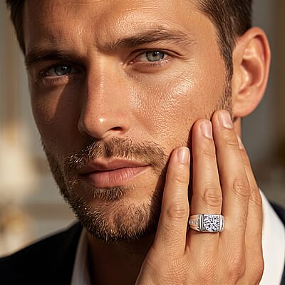 SGL Certified Luxuriant Lab Grown Diamond (E-F, VS) Art Deco Men's Ring in 950 Platinum 2.20 ctw (Size 10.0)