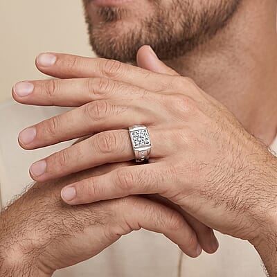 SGL Certified Luxuriant Lab Grown Diamond (E-F, VS) Art Deco Men's Ring in 950 Platinum 2.20 ctw (Size 10.0)