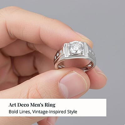 SGL Certified Luxuriant Lab Grown Diamond (E-F, VS) Art Deco Men's Ring in 950 Platinum 2.20 ctw (Size 10.0)