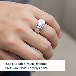 SGL Certified Luxuriant Lab Grown Diamond Art Deco Men's Ring in 950 Platinum 2.20 ctw (Size 11.0) (E-F, VS)