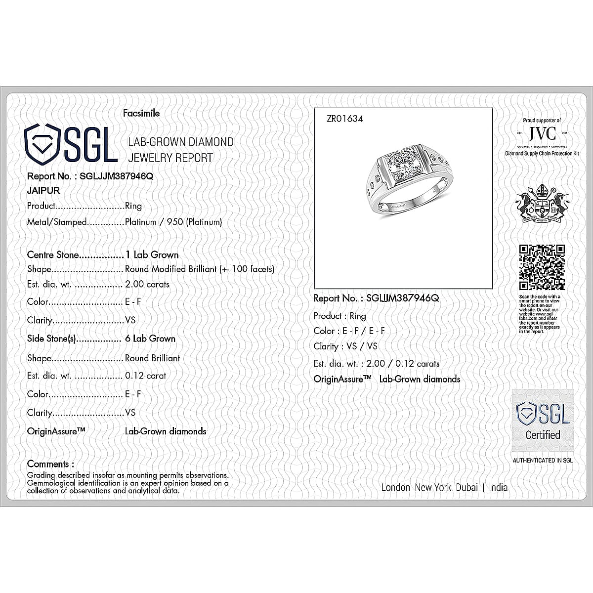 Doorbuster SGL Certified Luxuriant 100 Facet Lab Grown Diamond E-F VS 2.20 ctw Art Deco Men's Ring in 950 Platinum (Size 11.5) 10.65 Grams image number 2