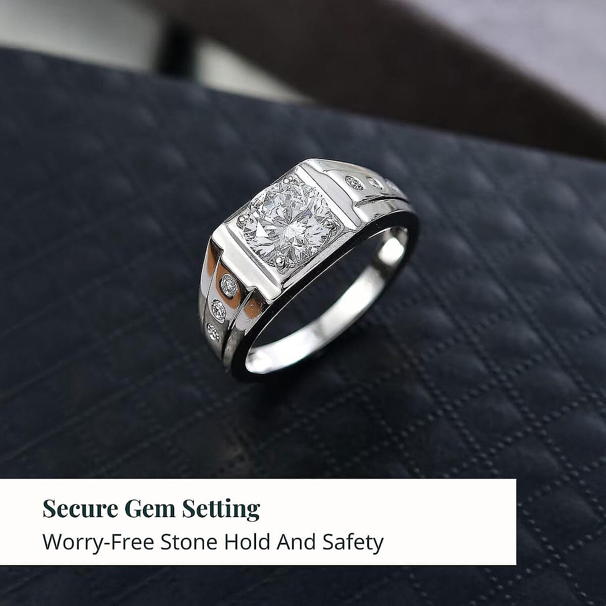 Doorbuster SGL Certified Luxuriant 100 Facet Lab Grown Diamond E-F VS 2.20 ctw Art Deco Men's Ring in 950 Platinum (Size 13.0) 10.65 Grams image number 5