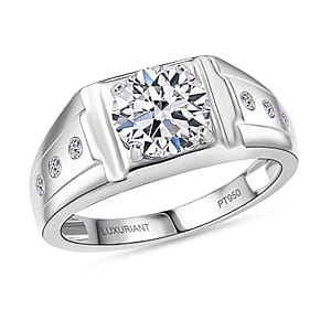 Doorbuster SGL Certified Luxuriant 100 Facet Lab Grown Diamond E-F VS 2.20 ctw Art Deco Men's Ring in 950 Platinum (Size 9.0) 10.65 Grams
