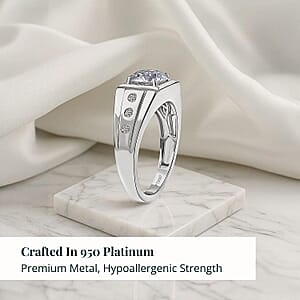 SGL Certified Luxuriant Lab Grown Diamond (E-F, VS) Art Deco Men's Ring in 950 Platinum 2.20 ctw (Size 9.5)