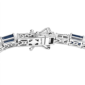 D'Joy Kashmir Kyanite and Moissanite 10.70 ctw Bracelet in Rhodium Over Sterling Silver (7.25 In)