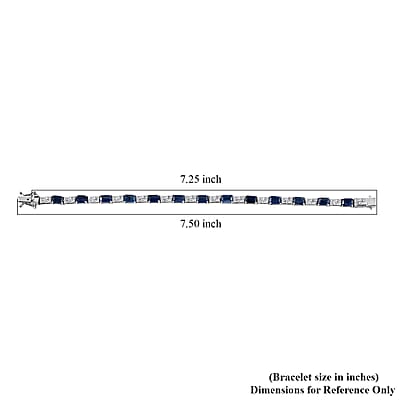 D'Joy Kashmir Kyanite and Moissanite 10.70 ctw Linear Luxe Bracelet in Rhodium Over Sterling Silver (7.25 In)