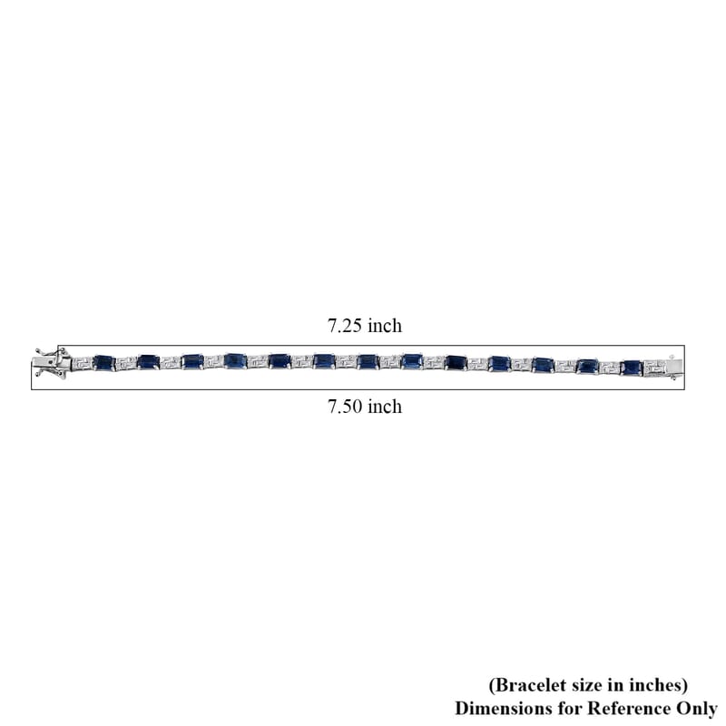 D'Joy Kashmir Kyanite and Moissanite 10.70 ctw Linear Luxe Bracelet in Rhodium Over Sterling Silver (7.25 In)