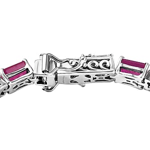 D'Joy Niassa Ruby (FF) and Moissanite 16.00 ctw Linear Luxe Bracelet in Rhodium Over Sterling Silver (8.00 In)