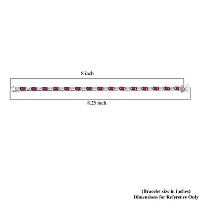 D'Joy Niassa Ruby (FF) and Moissanite 16.00 ctw Linear Luxe Bracelet in Rhodium Over Sterling Silver (8.00 In)