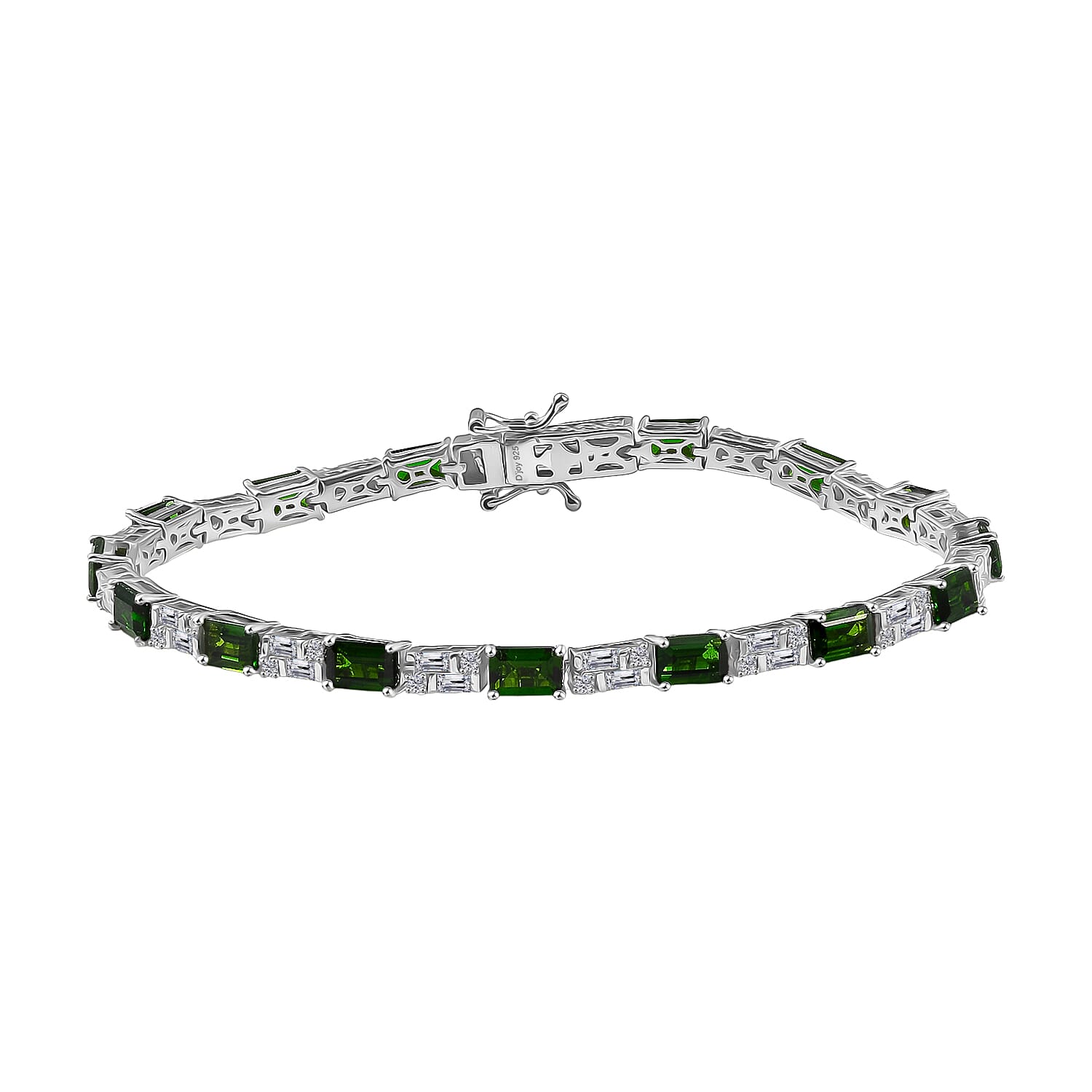 D'Joy Kashmir Kyanite, Moissanite Bracelet in Rhodium Over Sterling Silver (8.00 In) 11.80 ctw