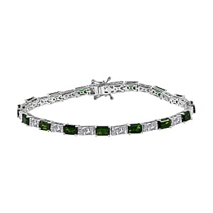 D'Joy Chrome Diopside and Moissanite 9.90 ctw Bracelet in Rhodium Over Sterling Silver (8.00 In)