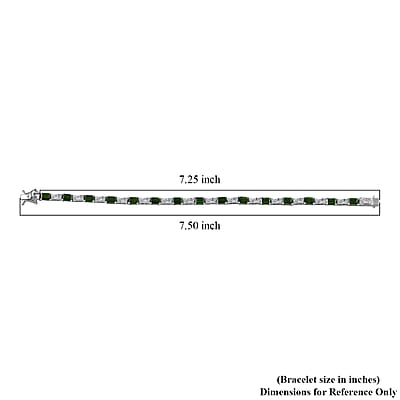 D'Joy Chrome Diopside and Moissanite 9.90 ctw Linear Luxe Bracelet in Rhodium Over Sterling Silver (8.00 In)