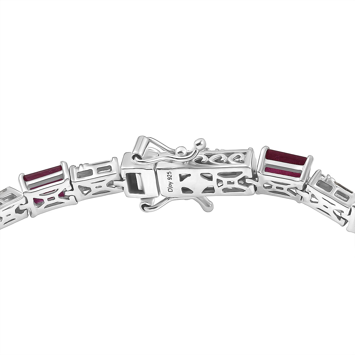 D'Joy Niassa Ruby (FF) and Moissanite 15.00 ctw Bracelet in Rhodium Over Sterling Silver (7.25 In) image number 3