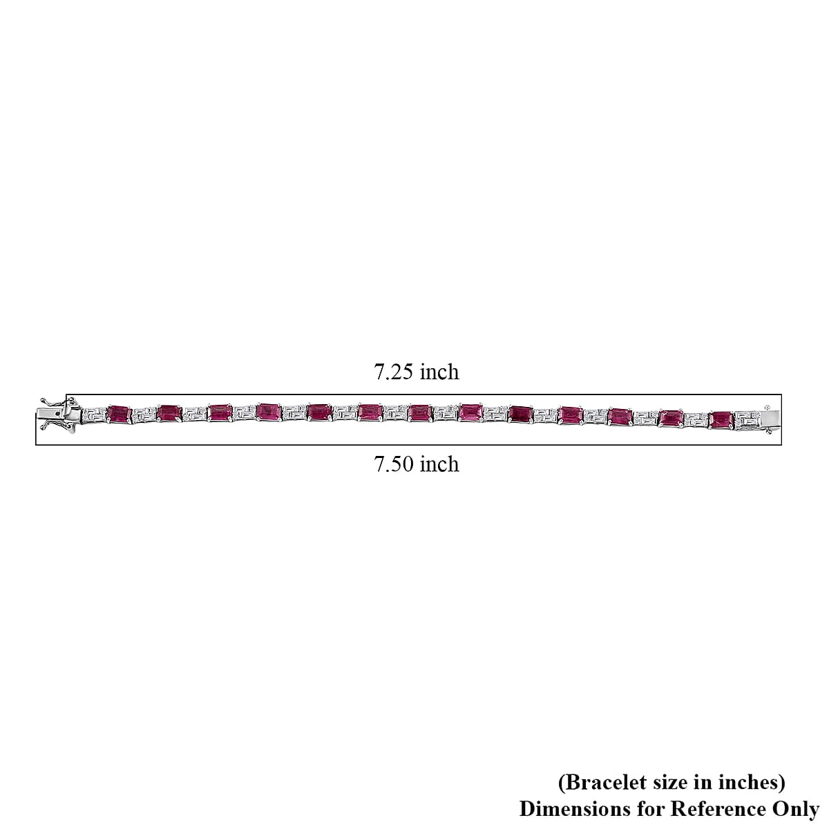 D'Joy Niassa Ruby (FF) and Moissanite 15.00 ctw Bracelet in Rhodium Over Sterling Silver (7.25 In) image number 4