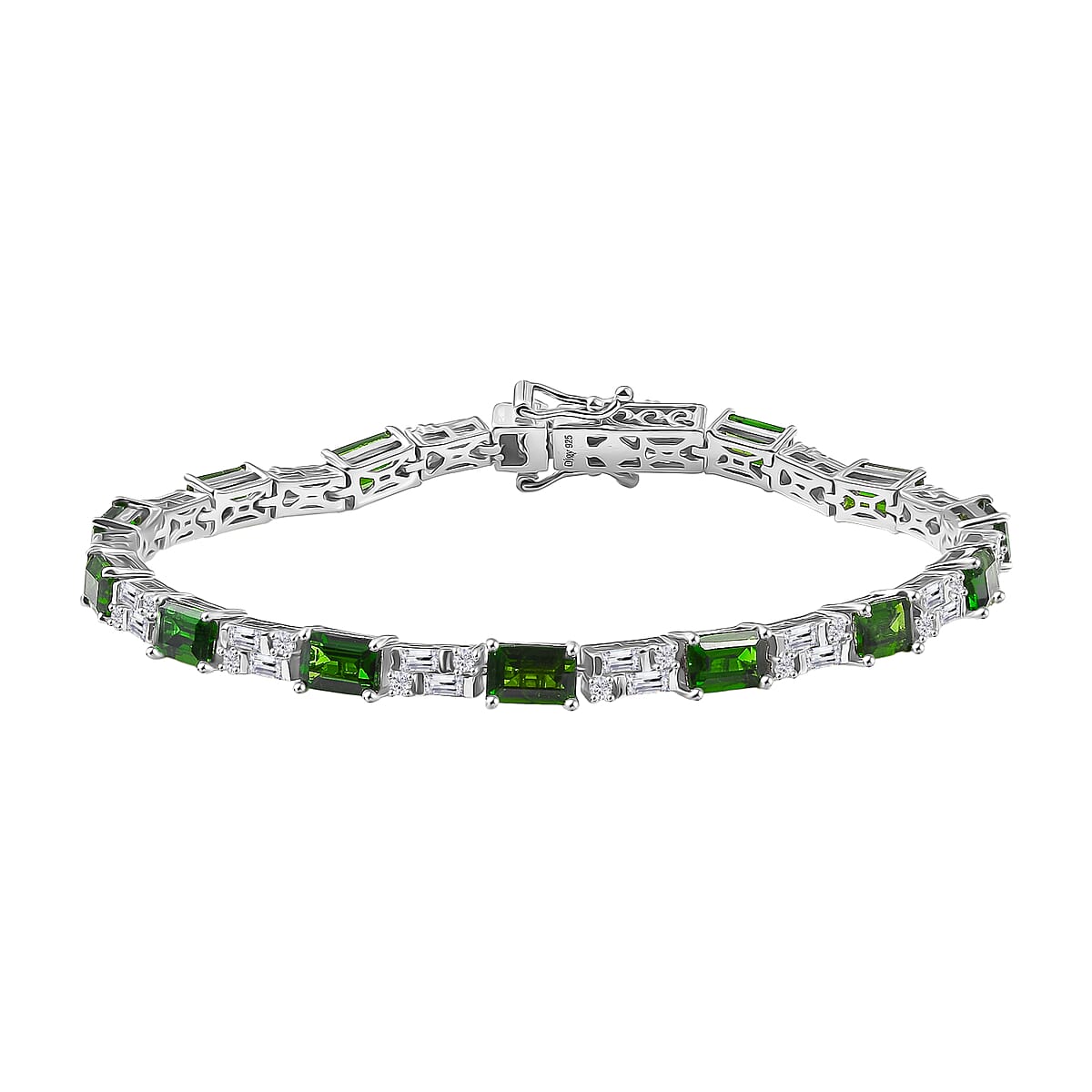 D'Joy Chrome Diopside and Moissanite 9.25 ctw Bracelet in Rhodium Over Sterling Silver (7.25 In) image number 0